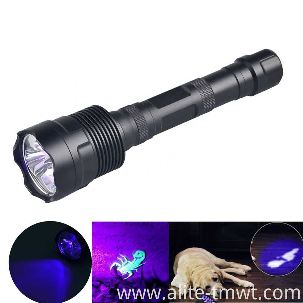 High Power 30watt Rechargeable 365nm 395nm UV LED Flashlight Heavy Duty Black Material UV Light